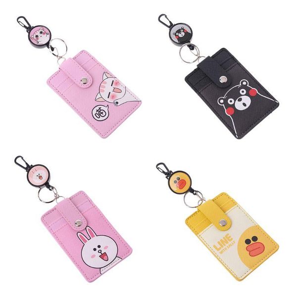 card holders cartoon pu leather business id case badge holder anti-lost retractable keychain, Brown;gray
card holders cartoon pu leather business id case badge holder anti-lost retractable keychain, Brown;gray