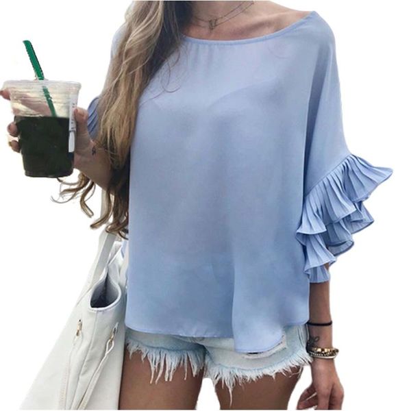 casual women spring shirts o neck half sleeve ruffles blouse ladies solid loose blusa plus size sj5616m women's blouses, White
casual women spring shirts o neck half sleeve ruffles blouse ladies solid loose blusa plus size sj5616m women's blouses, White