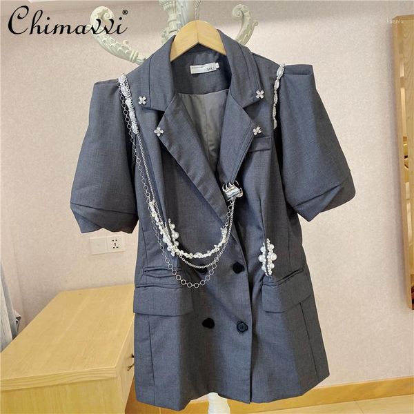 women's suits & blazers high street female's pearl chains beading notched three-dimensional sleeves suit coat fashion casual blaze, White;black
women's suits & blazers high street female's pearl chains beading notched three-dimensional sleeves suit coat fashion casual blaze, White;black