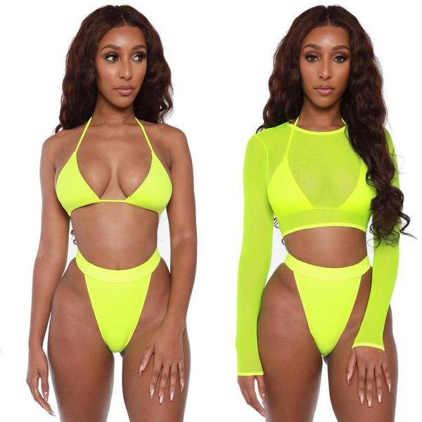 swimsuit fluorescent bikini three piece women's, White;black
swimsuit fluorescent bikini three piece women's, White;black