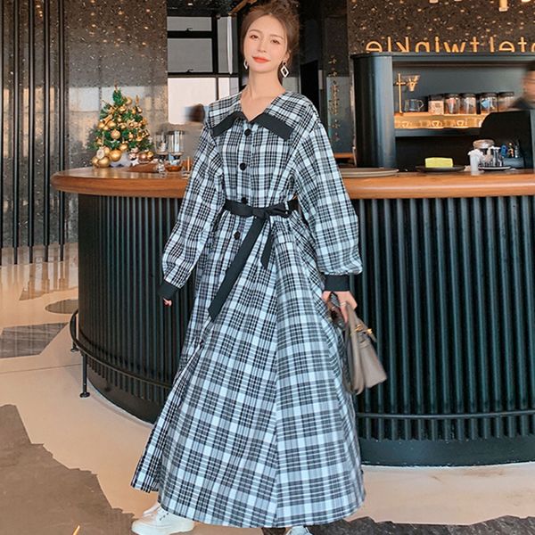 summer vintage fashion elegant temperament gentle wind doll collar plaid belt robe dress women casual 16f1282 210510, Black;gray
summer vintage fashion elegant temperament gentle wind doll collar plaid belt robe dress women casual 16f1282 210510, Black;gray