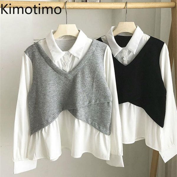 kimotimo blouse shirts 2021 autumn black patchwork fake 2 pieces korean fashion office lady casual elegant women's shirt blouses &, White
kimotimo blouse shirts 2021 autumn black patchwork fake 2 pieces korean fashion office lady casual elegant women's shirt blouses &, White