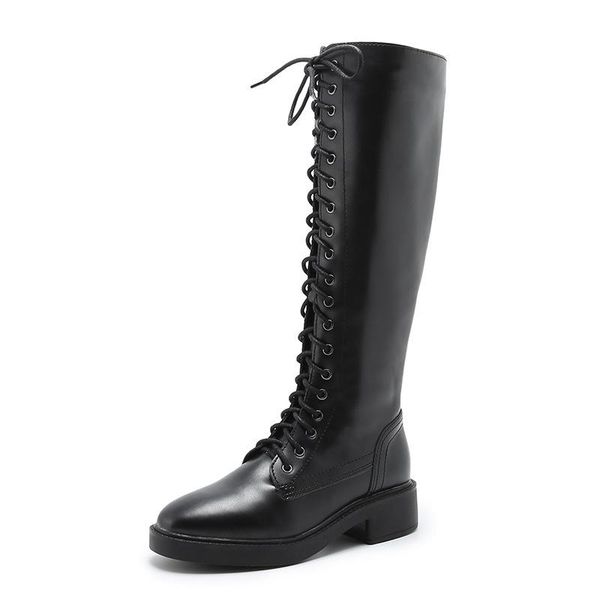 boots winter fashion knee high hoof heels with cross belt leather shoes for women, Black
boots winter fashion knee high hoof heels with cross belt leather shoes for women, Black