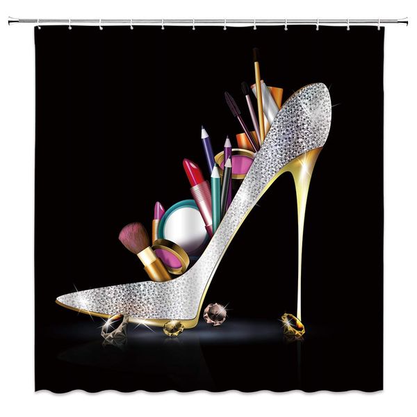 sztnsm high heel shower curtain girly fashion lady diamond shoe with women cosmetic artwork, 70x70 inch polyester fabric
sztnsm high heel shower curtain girly fashion lady diamond shoe with women cosmetic artwork, 70x70 inch polyester fabric