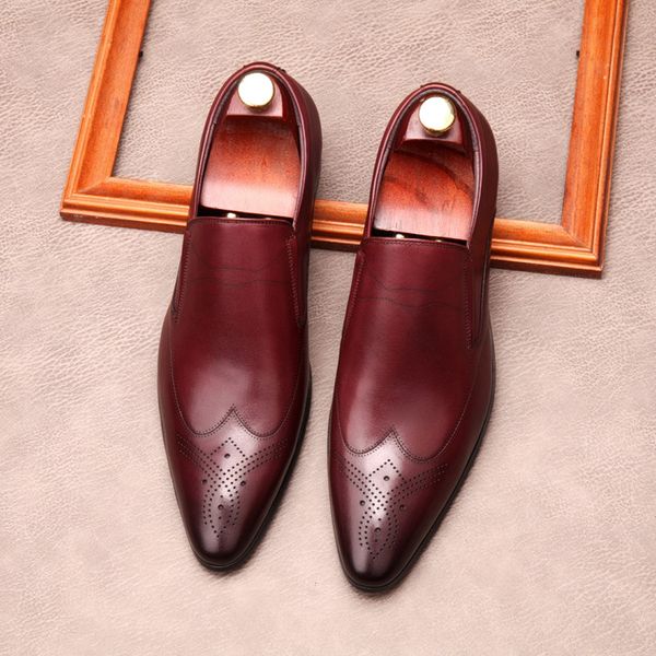 Black Wine Red Mens Formal Dress Shoes Genuine Leather Luxury Italian Slide On Oxfords Pointed Toe Wedding Party Shoes For Men
Black Wine Red Mens Formal Dress Shoes Genuine Leather Luxury Italian Slide On Oxfords Pointed Toe Wedding Party Shoes For Men
