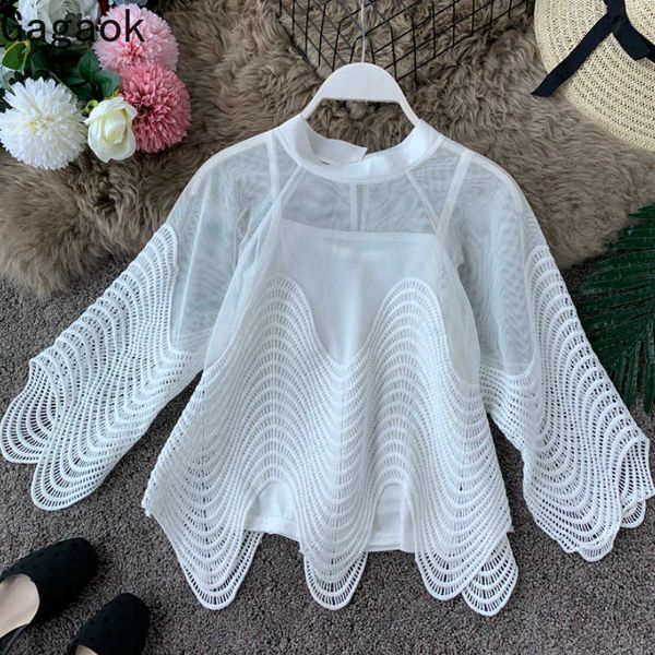 women streetwear blouse spring autumn solid o-neck hollow out loiose wild harajuku casual female fashion shirts 210531, White
women streetwear blouse spring autumn solid o-neck hollow out loiose wild harajuku casual female fashion shirts 210531, White