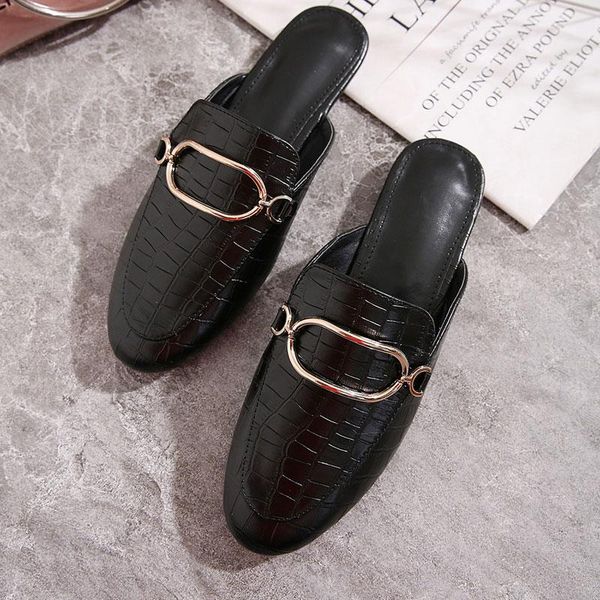 spring designer women slipper fashion metal chain sandals shoes round toe slip on mules flat heel casual slides flip flop slippers, Black
spring designer women slipper fashion metal chain sandals shoes round toe slip on mules flat heel casual slides flip flop slippers, Black