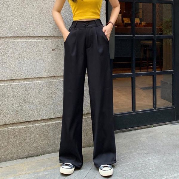 women's pants & capris trendy woman black wide leg full length female casual high waist loose vibe style trousers straight, Black;white
women's pants & capris trendy woman black wide leg full length female casual high waist loose vibe style trousers straight, Black;white