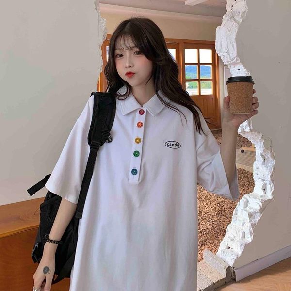 women's t-shirt ladies summer causal korean preppy style loose t shirt for women clothes button tees 2021 ins hipster turn-down, White
women's t-shirt ladies summer causal korean preppy style loose t shirt for women clothes button tees 2021 ins hipster turn-down, White