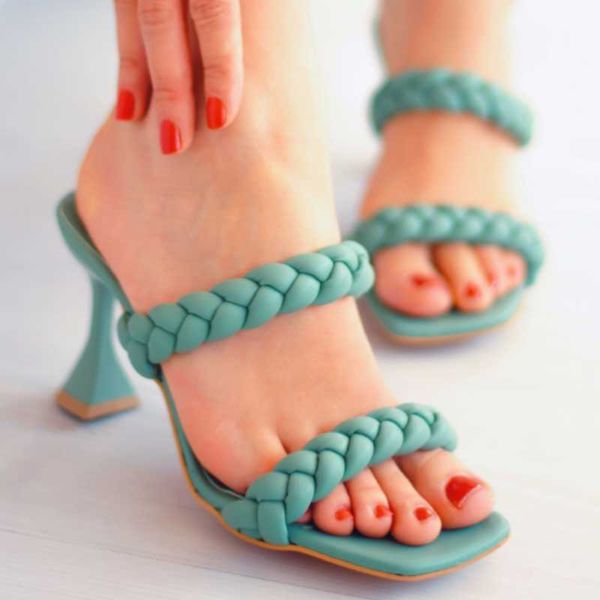slippers women's 2021 sandals 9 cm heels knitting detailed double banded green heeled shoes summer fashion stiletto, Black
slippers women's 2021 sandals 9 cm heels knitting detailed double banded green heeled shoes summer fashion stiletto, Black