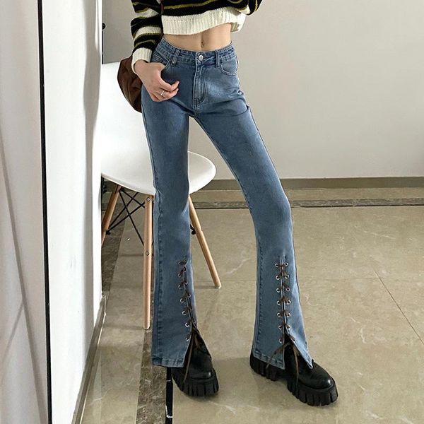 women's jeans fashion autumn y2k high waist pants flare streetwear denim trousers strap split mid rise bootcut, Blue
women's jeans fashion autumn y2k high waist pants flare streetwear denim trousers strap split mid rise bootcut, Blue
