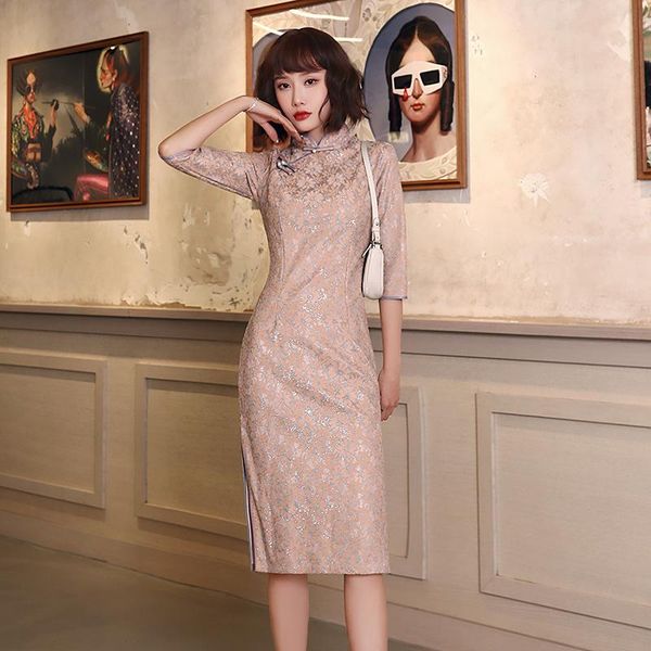 spring vintage button trim lace novelty cheongsam lady slim medium length qipao elegant exquisite chinese dress s-3xl ethnic clothing, Red
spring vintage button trim lace novelty cheongsam lady slim medium length qipao elegant exquisite chinese dress s-3xl ethnic clothing, Red