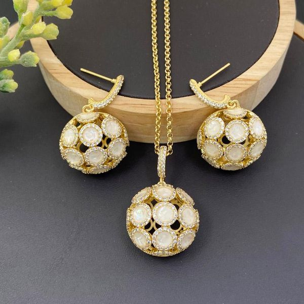 earrings & necklace lanyika fashion jewelry set distinctive hollow ball micro inlay with for women wedding anniversary gifts, Silver
earrings & necklace lanyika fashion jewelry set distinctive hollow ball micro inlay with for women wedding anniversary gifts, Silver