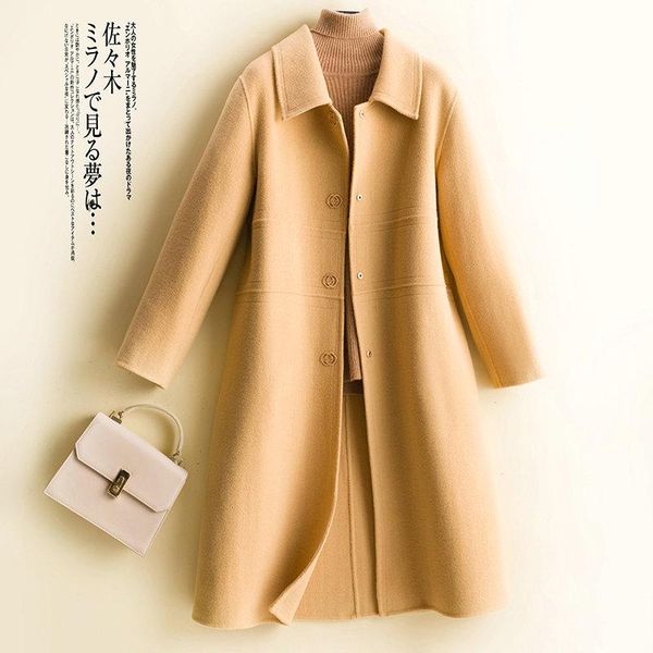 women's wool & blends 2021 women coat 100% merino winter long coats autumn woolen jacket peacoat woman cashmere overcoat outerwear, Black
women's wool & blends 2021 women coat 100% merino winter long coats autumn woolen jacket peacoat woman cashmere overcoat outerwear, Black