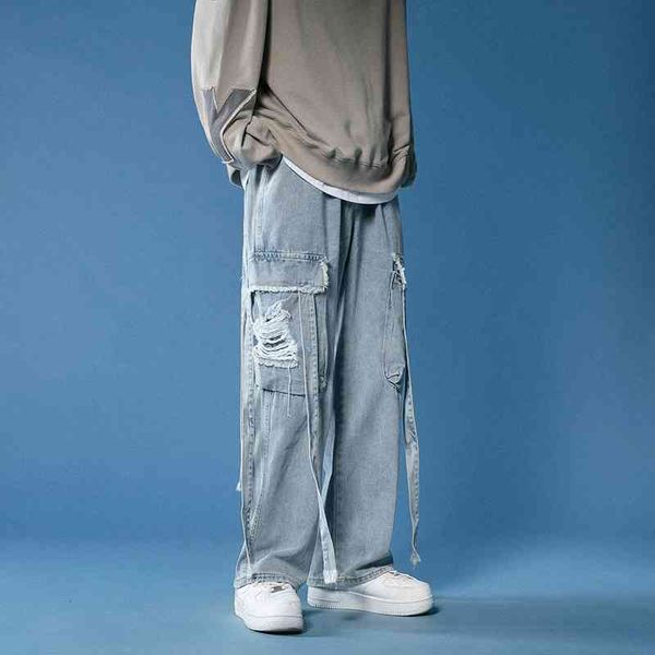 men's jeans wide-leg fashion harajuku ripped pocket baggy men streetwear loose hip-hop straight-leg denim trousers mens 2v4e, Blue
men's jeans wide-leg fashion harajuku ripped pocket baggy men streetwear loose hip-hop straight-leg denim trousers mens 2v4e, Blue