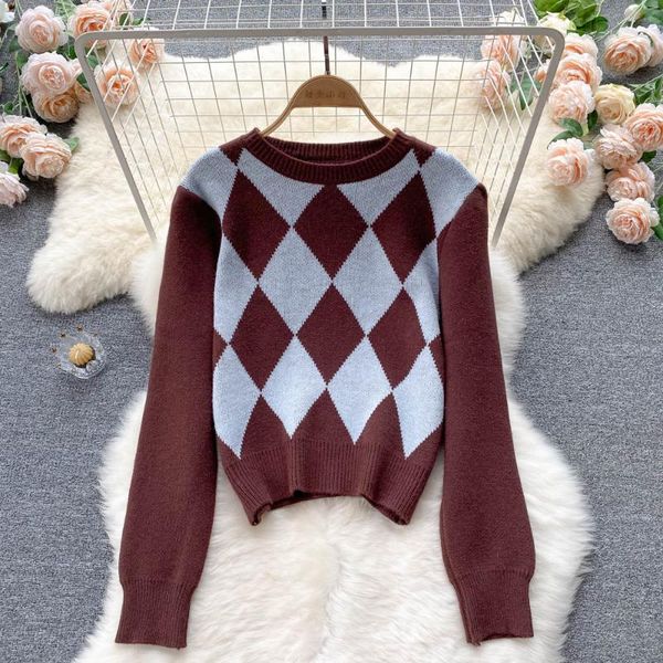 women's sweaters singreiny vintage argyle knitted pullovers female long sleeve fashion korean autumn winter chic streetwear short swea, White;black
women's sweaters singreiny vintage argyle knitted pullovers female long sleeve fashion korean autumn winter chic streetwear short swea, White;black