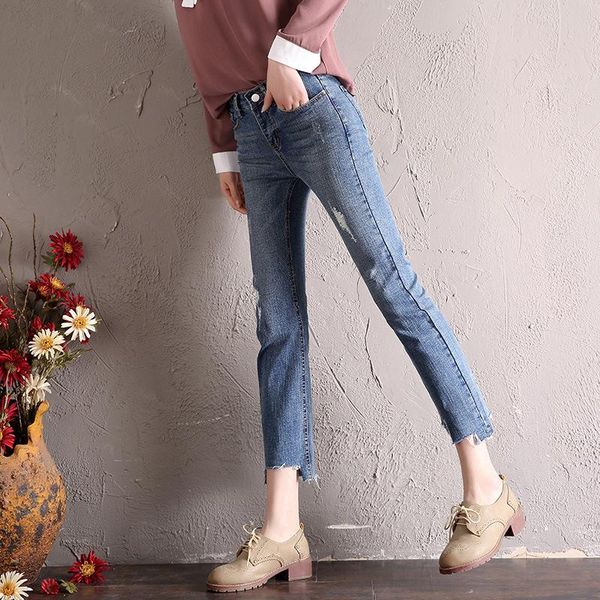 women's jeans fund 2021 autumn students micro flared trousers irregular cowboy nine minutes of pants wholesale h3092, Blue
women's jeans fund 2021 autumn students micro flared trousers irregular cowboy nine minutes of pants wholesale h3092, Blue
