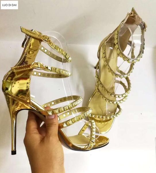 women spike stud high heels party shoes summer gladiator sandals wedding rivets gold dress, Black
women spike stud high heels party shoes summer gladiator sandals wedding rivets gold dress, Black