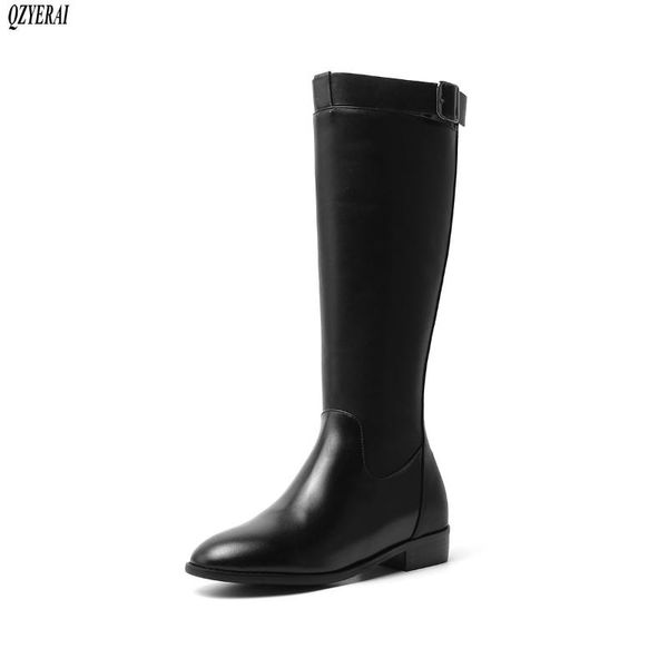 boots autumn/winter women the knee genuine leather to keep warm low-heeled knight european brand shoes, Black
boots autumn/winter women the knee genuine leather to keep warm low-heeled knight european brand shoes, Black