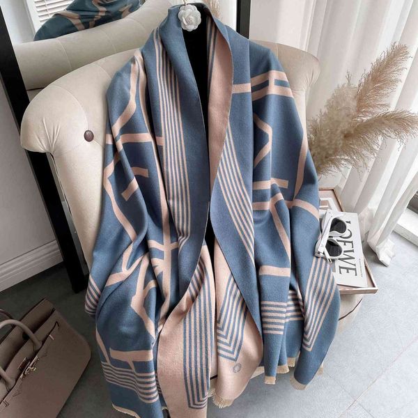 and new imitation cashmere scarf geometric lattice warm thickened double-sided fashion shawl live broadcast, Blue;gray
and new imitation cashmere scarf geometric lattice warm thickened double-sided fashion shawl live broadcast, Blue;gray