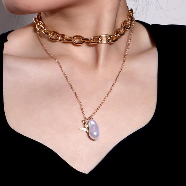 pendant necklaces vintage punk multilayer pearl choker angel chain necklace for women gold silver color collar party fashion jewelry gift
pendant necklaces vintage punk multilayer pearl choker angel chain necklace for women gold silver color collar party fashion jewelry gift