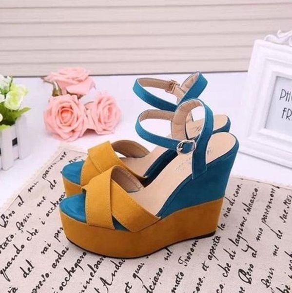 dress shoes fashion color matching word buckle wedge heel platform european and american ladies sandals summer elegant high heels., Black
dress shoes fashion color matching word buckle wedge heel platform european and american ladies sandals summer elegant high heels., Black