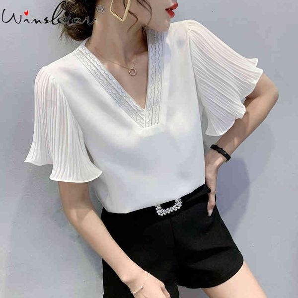 women's t-shirt summer korean clothes loose fashion v-neck shiny diamonds women flare sleeve all match white tees t14012
women's t-shirt summer korean clothes loose fashion v-neck shiny diamonds women flare sleeve all match white tees t14012