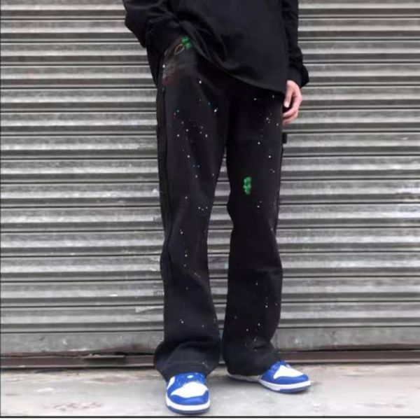 men's jeans graffiti ink painted wide leg flare pants mens streetwear straight casual harajuku washed retro loose denim trousers, Blue
men's jeans graffiti ink painted wide leg flare pants mens streetwear straight casual harajuku washed retro loose denim trousers, Blue