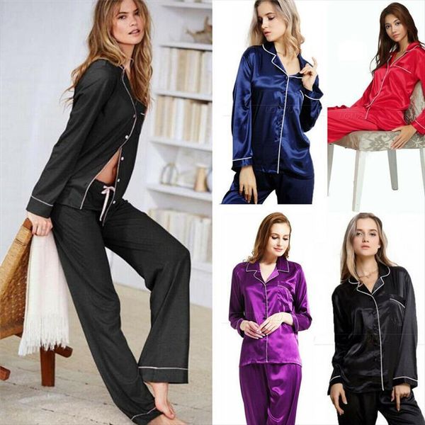 arrival long sleeve womens sleepwears satin night shirt trousers bottoms pyjamas set sleepwear homewear wear, Black;red
arrival long sleeve womens sleepwears satin night shirt trousers bottoms pyjamas set sleepwear homewear wear, Black;red