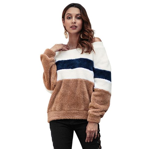 women's hoodies & sweatshirts moletom women winter long sleeve off shoulder sweatshirt fleece pullover striped casual loose, Black 
women's hoodies & sweatshirts moletom women winter long sleeve off shoulder sweatshirt fleece pullover striped casual loose, Black