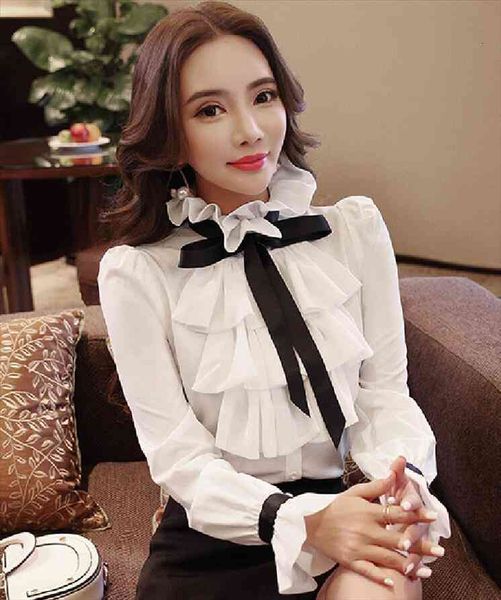 women fashion white ruffles bow long sleeve shirt casual chiffon blouse work wear office
women fashion white ruffles bow long sleeve shirt casual chiffon blouse work wear office