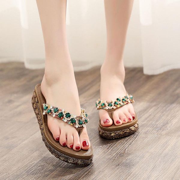 woman slippers beach flip flops shoes summer style slides slip- resistant platform shoe pu rubber crystal casual plain, Black
woman slippers beach flip flops shoes summer style slides slip- resistant platform shoe pu rubber crystal casual plain, Black