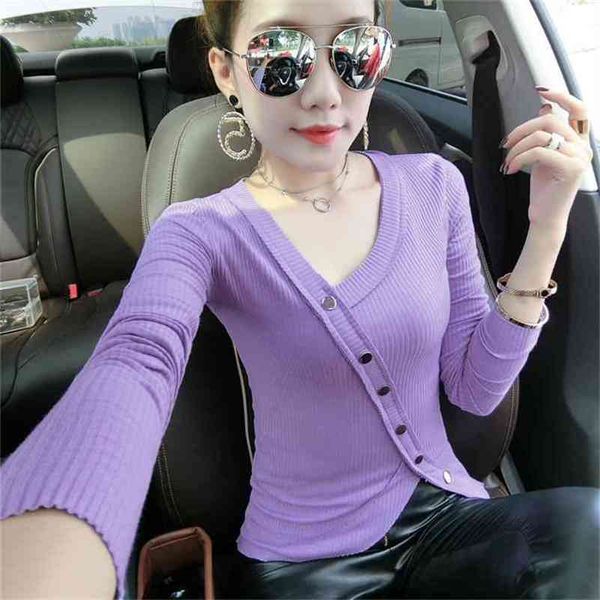 irregular t shirt women spring autumn cotton knitting slim v-neck buttons slit long sleeve clothes t-shirt t93091 210421, Black;gray
irregular t shirt women spring autumn cotton knitting slim v-neck buttons slit long sleeve clothes t-shirt t93091 210421, Black;gray