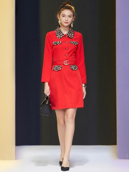 special offer new fall womens clothing fashion leopard print lapel single breasted waist-controlled slimming long sleeve socialite red dress, White;black
special offer new fall womens clothing fashion leopard print lapel single breasted waist-controlled slimming long sleeve socialite red dress, White;black