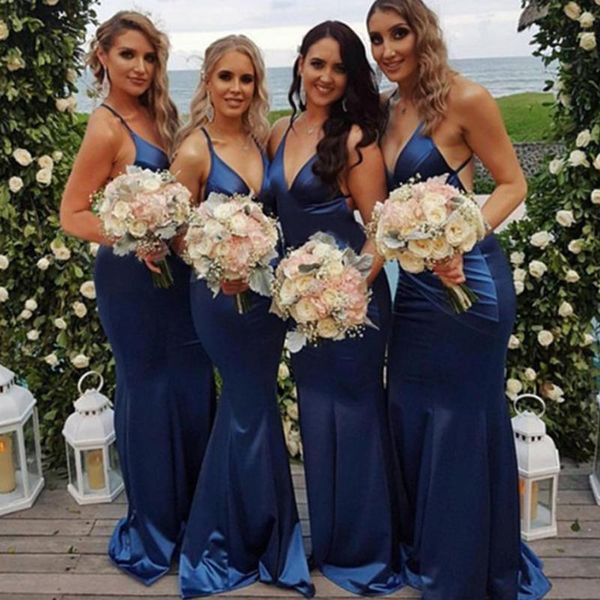 bridesmaid dress royal blue god mother elegant v-neck wedding party spaghetti straps lace-up back sheath gown for women, White;pink
bridesmaid dress royal blue god mother elegant v-neck wedding party spaghetti straps lace-up back sheath gown for women, White;pink