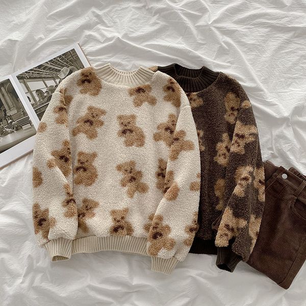 women's t-shirt lovely bear jacquard sweater spring korean student lamb wool pullovers round neck long sleeve 9d0t, White
women's t-shirt lovely bear jacquard sweater spring korean student lamb wool pullovers round neck long sleeve 9d0t, White