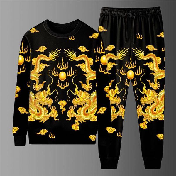 men's tracksuits 2021 youth domineering 3d dragon print long-sleeved t-shirt trousers 2-piece set autumn carp pattern suit, Gray
men's tracksuits 2021 youth domineering 3d dragon print long-sleeved t-shirt trousers 2-piece set autumn carp pattern suit, Gray
