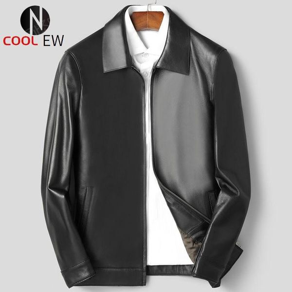men's leather & faux autumn vintage mens sheepskin genuine jacket zipper lapel collar business man slim fit coat moto biker jackets, Black
men's leather & faux autumn vintage mens sheepskin genuine jacket zipper lapel collar business man slim fit coat moto biker jackets, Black