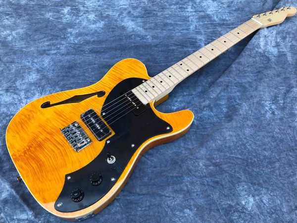custom telecaster electric guitar semi-hollow poplar body color yellow tiger stripes
custom telecaster electric guitar semi-hollow poplar body color yellow tiger stripes