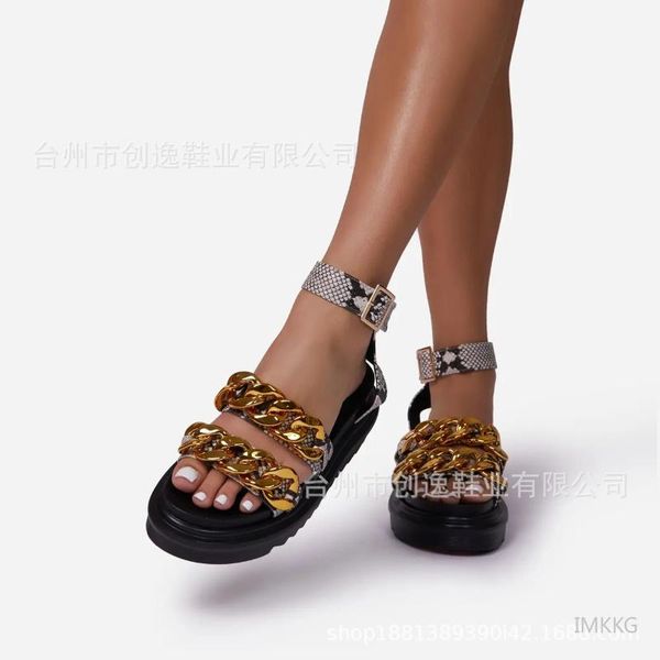 sandals flat platform women 2021 snake print metal chain casual open toe beach women's shoes size 43, Black
sandals flat platform women 2021 snake print metal chain casual open toe beach women's shoes size 43, Black