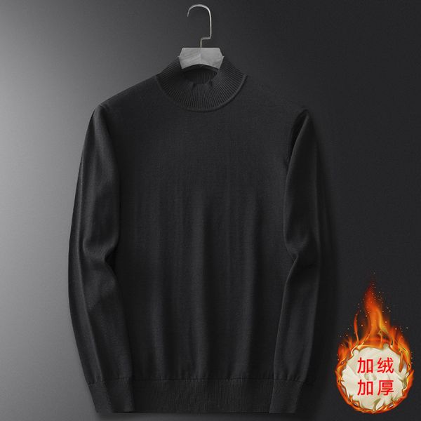 sweater knit pusite autumn and winter men's plush t shirt fashion trend youth half high collar bottomed top, White;black
sweater knit pusite autumn and winter men's plush t shirt fashion trend youth half high collar bottomed top, White;black