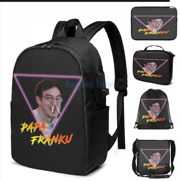 funny graphic print papa franku usb charge backpack men school bags women bag travel laptop
funny graphic print papa franku usb charge backpack men school bags women bag travel laptop