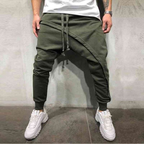 fashion harem solid color women pants drawstring asymmetric double layer long running jogger baggy for mens clothings, Black
fashion harem solid color women pants drawstring asymmetric double layer long running jogger baggy for mens clothings, Black