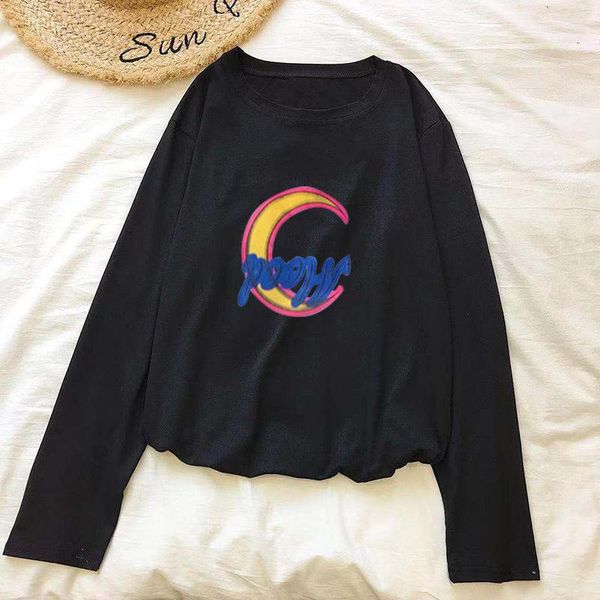 women's t-shirt long-sleeved black round-necked female printed cotton loose spring autumn students solid color sports casual, White
women's t-shirt long-sleeved black round-necked female printed cotton loose spring autumn students solid color sports casual, White