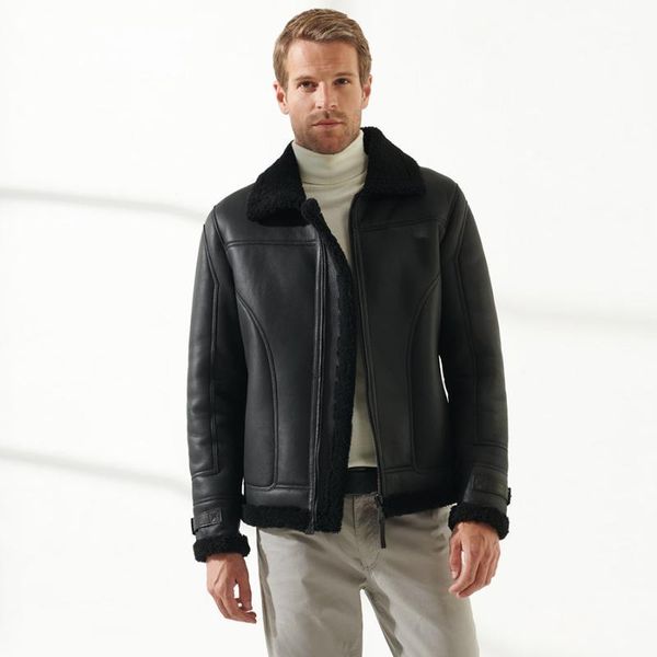 men's jackets real sheepskin coat winter fashion warm overcoat bomber jacket, Black;brown
men's jackets real sheepskin coat winter fashion warm overcoat bomber jacket, Black;brown