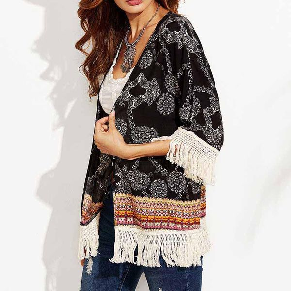 women's blouses & shirts boho kimono cardigan floal tassel women blouse vintage three quarter sleeve fringe print long beach female 202, White
women's blouses & shirts boho kimono cardigan floal tassel women blouse vintage three quarter sleeve fringe print long beach female 202, White