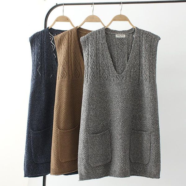 women's vests plus size v-neck vest casual pocket loose sleeveless knitted coat autumn winter jacket outerwear female waistcoat, Black;white
women's vests plus size v-neck vest casual pocket loose sleeveless knitted coat autumn winter jacket outerwear female waistcoat, Black;white
