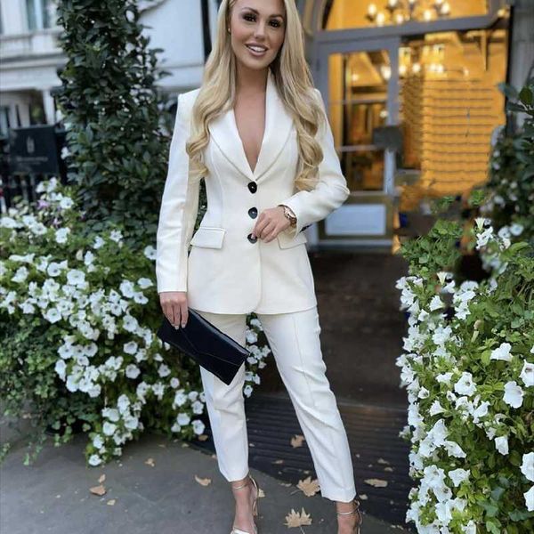 women's two piece pants woman elegant beige slim basic blazer suit 2021 autumn chic female solid matching suits ladies high waisted pen, White
women's two piece pants woman elegant beige slim basic blazer suit 2021 autumn chic female solid matching suits ladies high waisted pen, White