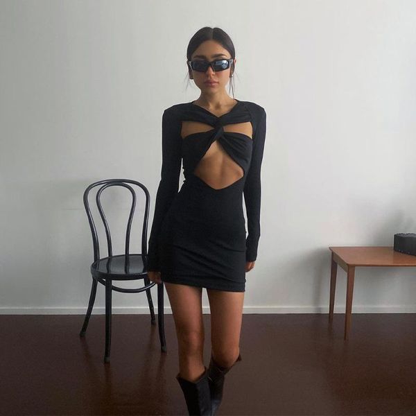 casual dresses fall fashion cross hollow out wrap chest bodycon women's dress folds black long sleeve mini club party streetwear, Black;gray
casual dresses fall fashion cross hollow out wrap chest bodycon women's dress folds black long sleeve mini club party streetwear, Black;gray