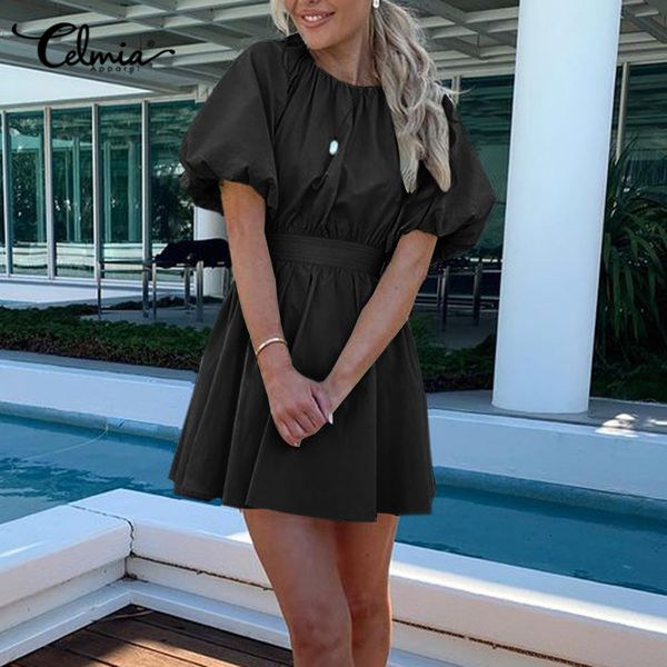 dresses celmia women's mini dress fashion puff sleeve short dresses back hollow out sundress summer o-neck solid vestidos plus size, Black;gray
dresses celmia women's mini dress fashion puff sleeve short dresses back hollow out sundress summer o-neck solid vestidos plus size, Black;gray